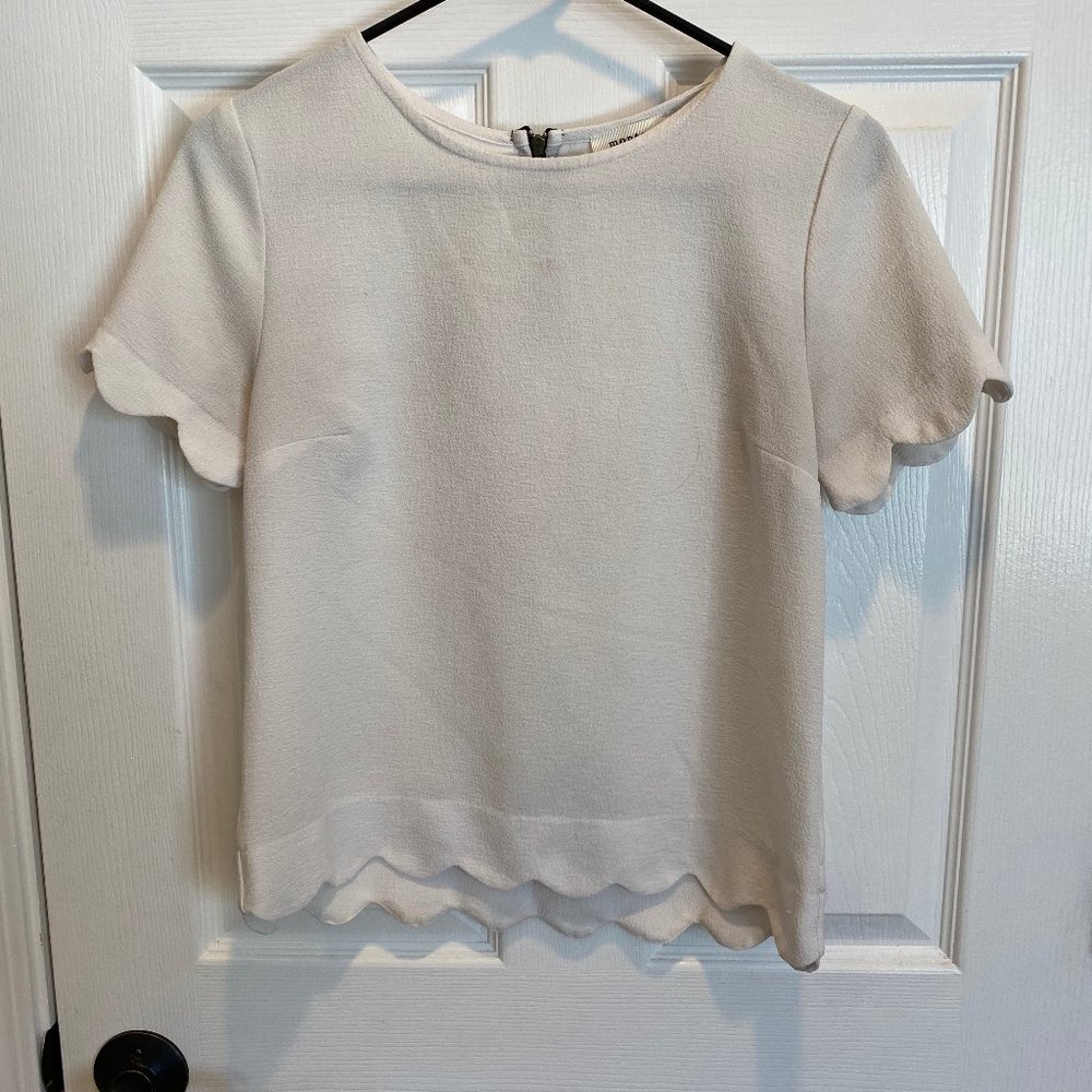 Scalloped White Blouse